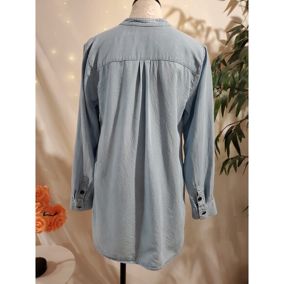 Soft Surroundings Adelaide Chambray Tunic Top Size 1X Light Blue Tencel Lyocell - Picture 3 of 11